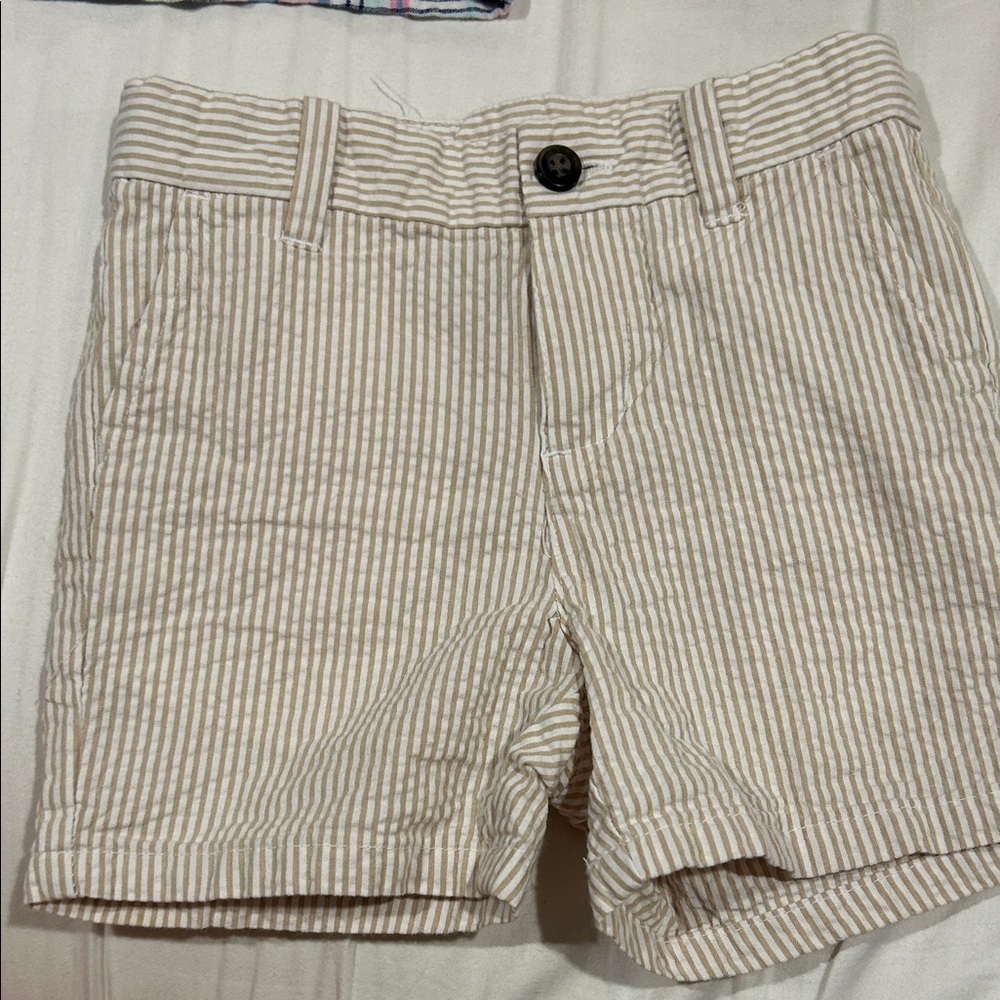 Janie and Jack Beige and White Striped Shorts
